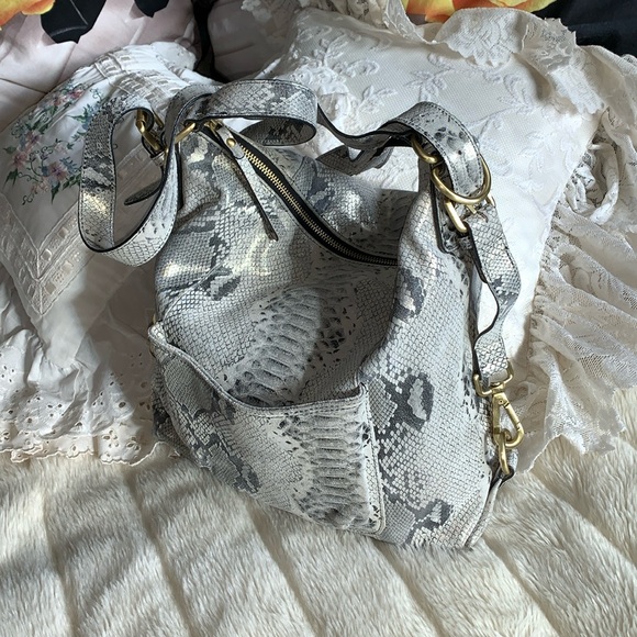 Y2K SHARIF Snakeskin reptile print LEATHER HOBO BAG Purse - Picture 4 of 14